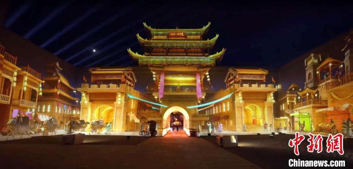 2024年7月15日，甘肅嘉峪關(guān)開(kāi)啟“夜游”模式。圖為夜游燈光劇《天下嘉峪關(guān)》光影效果。(甘肅嘉峪關(guān)關(guān)城景區(qū)供圖)